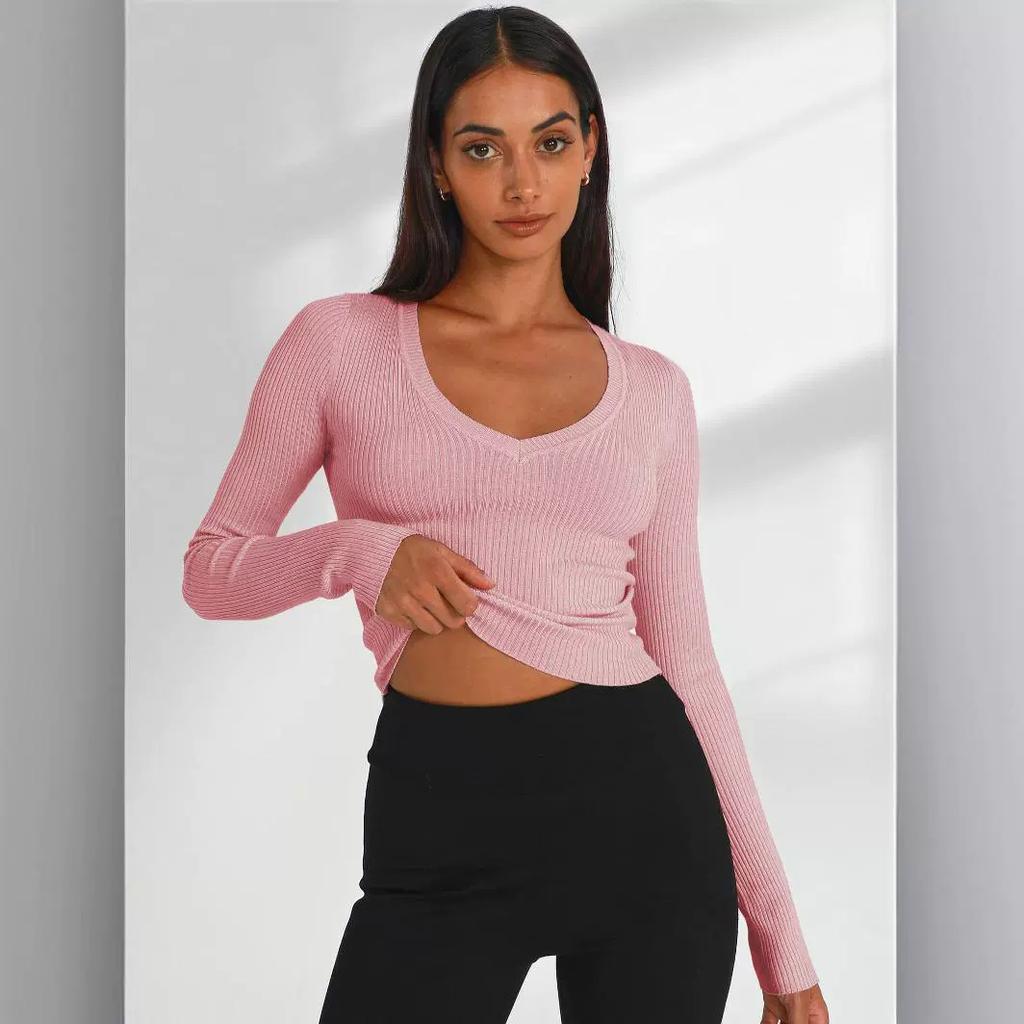 JPNTKY Женская мода Повседневная осень-зима Однотонные принты Длинные рукава V-образный вырез Блузки и рубашки