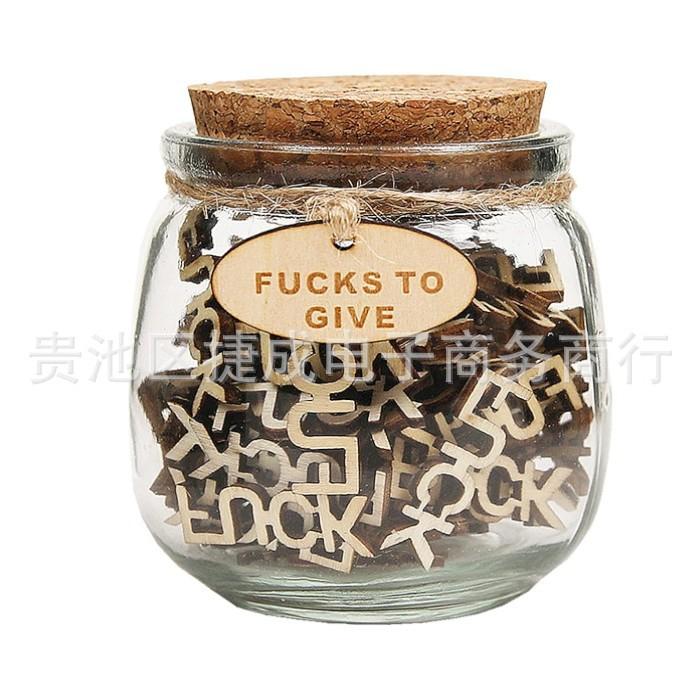 Funny Fuck Jar Gift – 100 Wooden Cutout Letter Pieces, Prank Birthday Gift for Him/Her, Novelty Desk Decor for Stress Relief