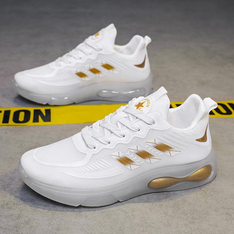 Дышащая повседневная обувь с сетчатой ​​поверхностью, осенняя новая спортивная обувь с гелевой подошвой из TPR, легкие кроссовки для бега, мужская обувь с нескользящей подошвой