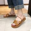 2024 Summer New Slippers Female Fashion Cross Strap Indoor Shoes Fashion Two Wear Sandals Slides Casual Outside Wear Flat Slides