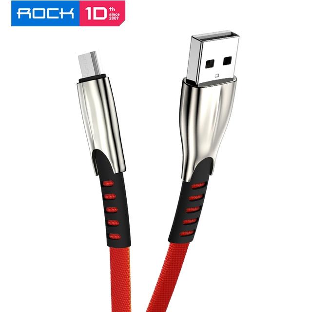 Кабель Micro USB ROCK 2.4A для быстрой зарядки, синхронизации данных, кабель Microusb, шнур для мобильного телефона Android