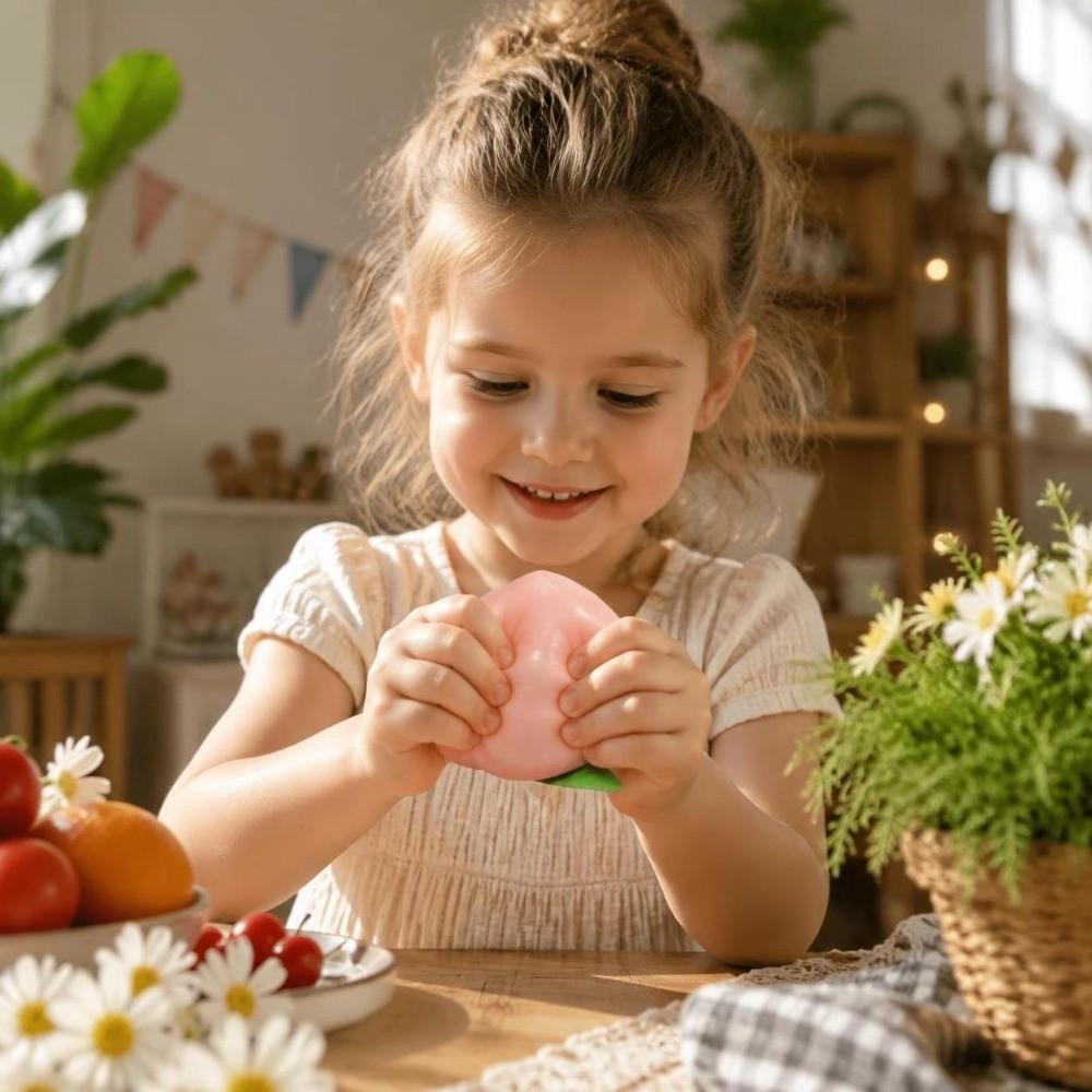 Crunchy Peach Squeeze Toy Building Blocks TPR Fidget Toy Realistic Fruits Pinch Office Desk Toy