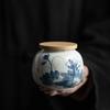 Chinese Style Under Glaze Color Hand-painted Blue and White Tea Jar Small Sealed Jar Tea Food Storage Decoration
