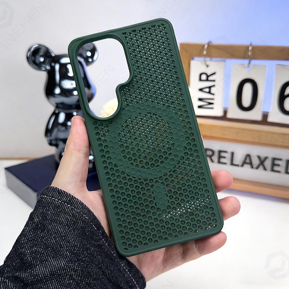 Магнитный чехол для Samsung Galaxy S26 S25 Plus S24 S23 S22 Ultra Чистый цвет Сотовая структура Рамка с рассеиванием тепла Чехол для Magsafe