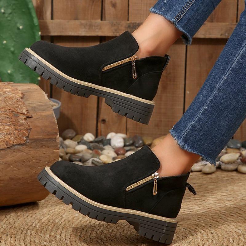 Самая продаваемая обувь: Женские ботильоны на толстой подошве, новые ботинки с круглым носком и противоскользящей подошвой, большого размера
