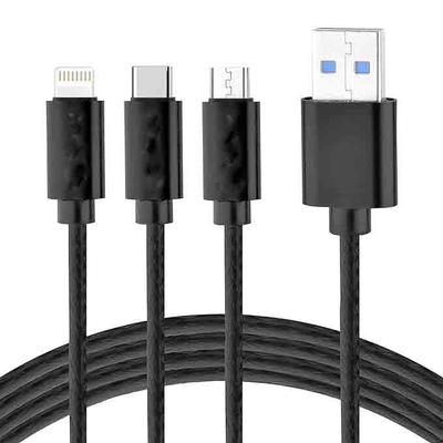 Неломающийся USB-кабель для быстрой зарядки 3-в-1 с разъемами Type C, Lightning, Micro USB B094JNXNPV