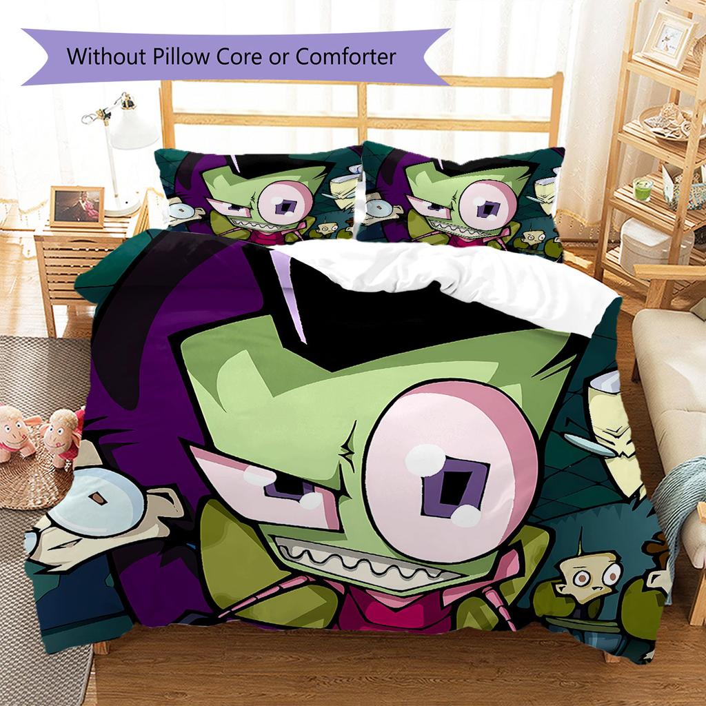 Invaderzim Узор Комплект постельного белья Одеяло Покрывало Наволочка Домашний Декор Подарок на День Рождения (1 пододеяльник + 2 наволочки, без наполнителя)