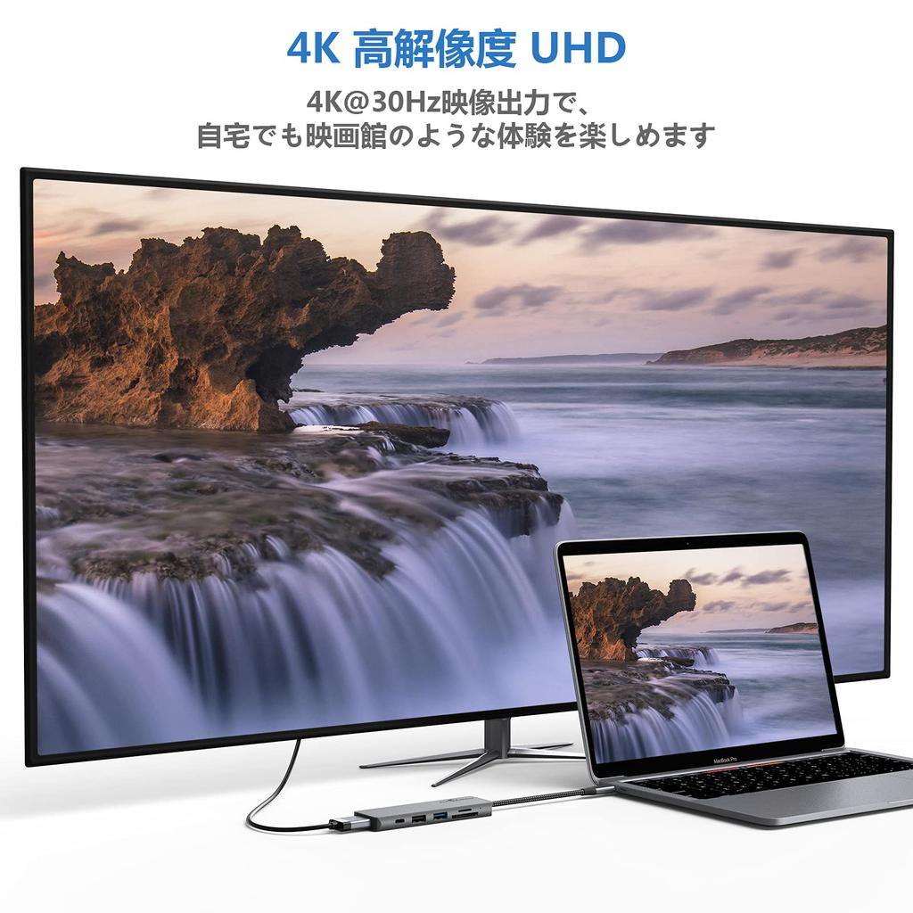 USB C Hub Adapter Type C GADEBAO 4k Hdmi Type C Docking Station Usb Hub High Speed Data Transfer 4K Compatible HDMI Fast PD Charging Port SD TF Card