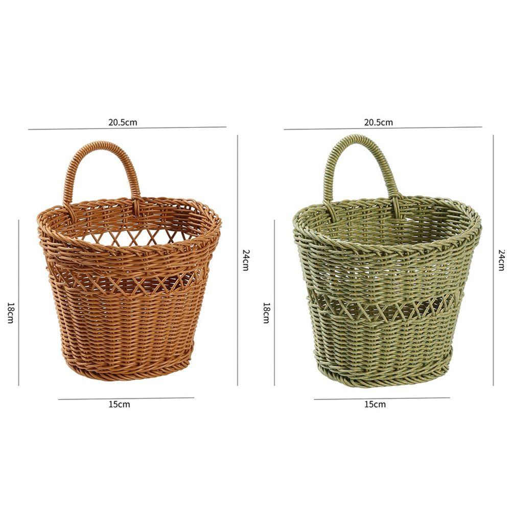 Handwoven Wall Hanging Basket Hollow Weave Woven Storage Basket New Woven Basket Bedroom Organizer