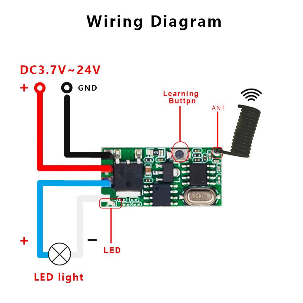 433MHZ Universal RF Module Wireless Remote Control Switch Long Range Receiver DC 3V-24V Miniature Wireless Transmitter-Receiver
