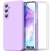 Case and Tempered Glass - BOOLING - for Samsung Galaxy A55 5G - Silicone TPU - Matte Purple - Scratch Protection