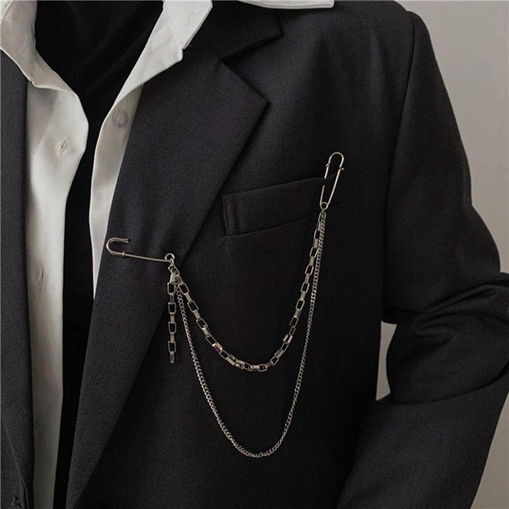 Fashion Chest Chain Shirt Suit Collar Clip Chain Collar Pins Brooch Lapel Pin Accessories