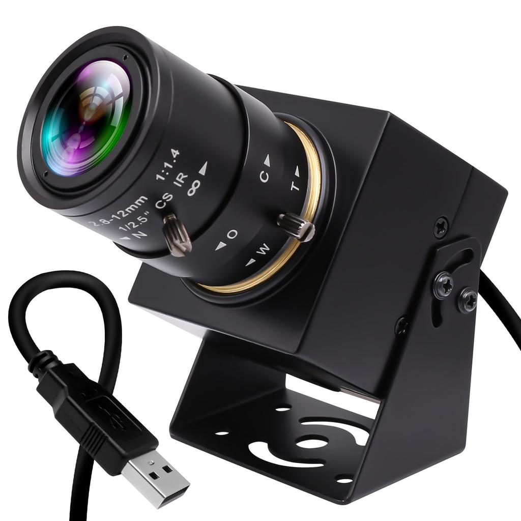 ELP 90fps Global Shutter USB Camera High Speed USB Camera 4x Manual Zoom with Varifocal Lens 1200P Goft Swing Camera Plug and Play for Laptop