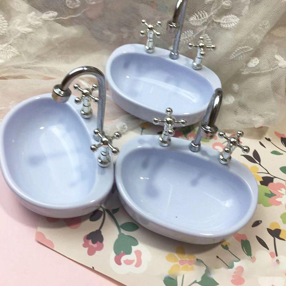 Модель сцены унитаза Миниатюрный туалет Ванна Умывальник Кукольный домик Ванная Кукольные аксессуары