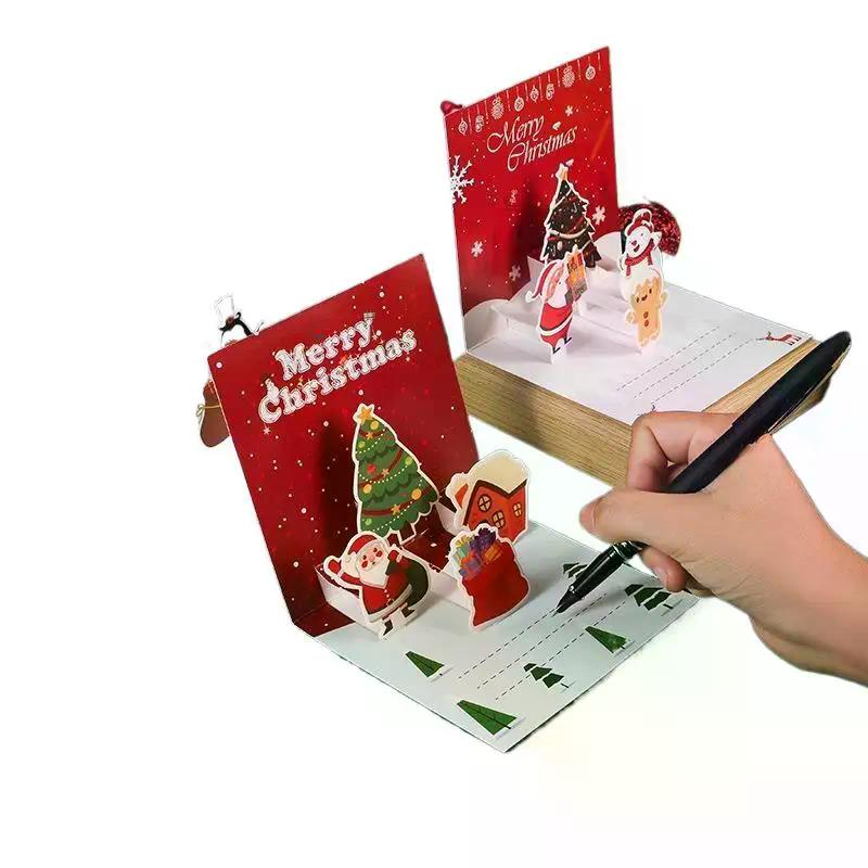 3D Поздравительные открытки с Сантой Складная открытка Счастливого Рождества и наилучших пожеланий Рождественский подарок на Новогоднее благословение Открытка-благодарность для украшения