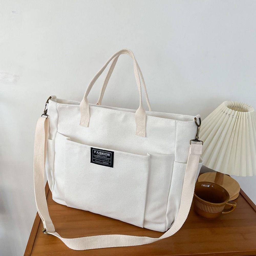 Large Capacity Canvas Tote Bag Portable Canvas Shoulder Bag Fashionable Shopping Bag Travel