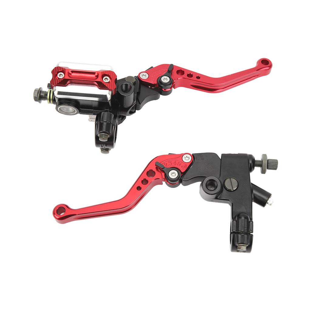 1 Pair 7 8in Brake Master Cylinder Lever Universal Motorcycle Handlebar Kit with Reservoir Carbon Fiber Hand Guard Red