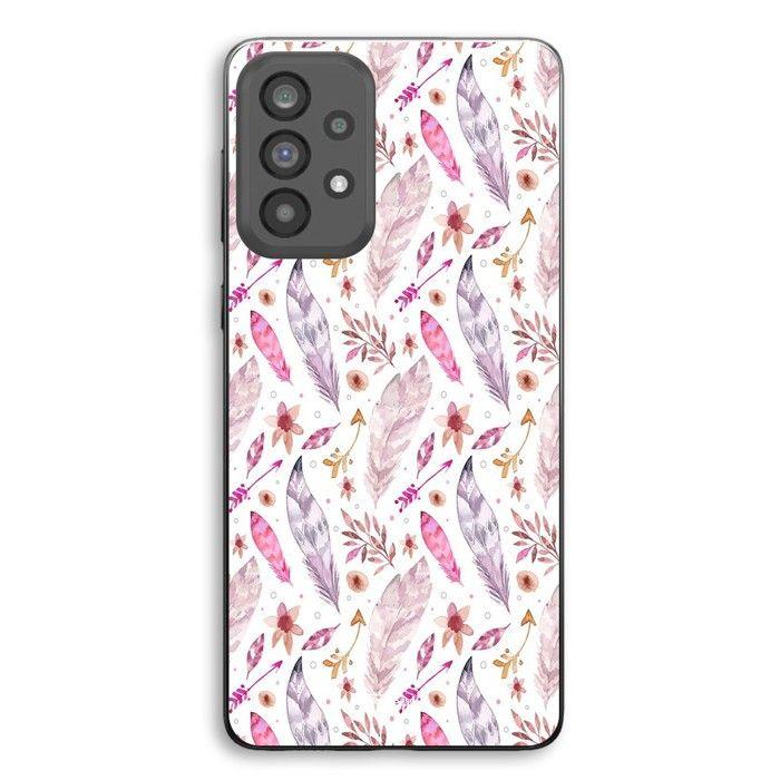 Coque de téléphone - MANIACASE - Samsung Galaxy A53 - Plumes roses - Silicone TPU - Souple