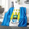 Football Manchester Crest Flannel Blanket, Soft Polyester, Modern Design, All-Season for Camping, Travel, Gifts for holidays or birthdays