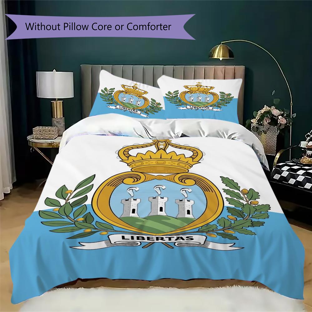 San Marino Pattern Bedding uilt Set uilt Cover Pillowcase Home Decoration Birthday Gift (1 * duvet cover + 2 * pillowcase without core)