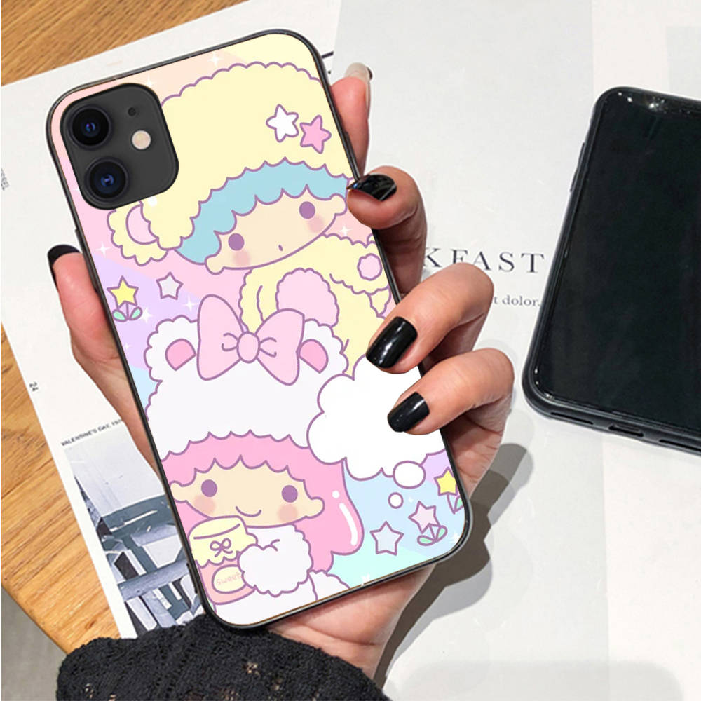 Чехол для iPhone 16 15 Plus 14 13 12 11 Pro 8 7 6S 6 SE 5S X XR XS Max Realme C30 C33 C31 9I Black Sofe Cover LI16 Little Twin Stars