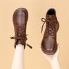 Ретро теплые мягкие кожаные ботинки Мартин женские осенне-зимние новые модные на платформе с толстой подошвой универсальные короткие ботинки