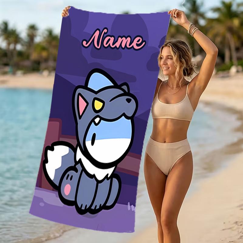 Customizable personalized beach towels Jeff the Land Shark themed designs.Suitable for the beach, yoga, sports;ideal as beach accessories