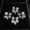 Recommended High Jewelry Butterfly Set: Faux Emerald Bow Necklace, Ring & Stud Earrings