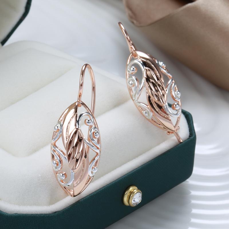 Полые полые текстурированные серьги-подвески золотого цвета с белым покрытием для женщин с тиснением ювелирных изделий