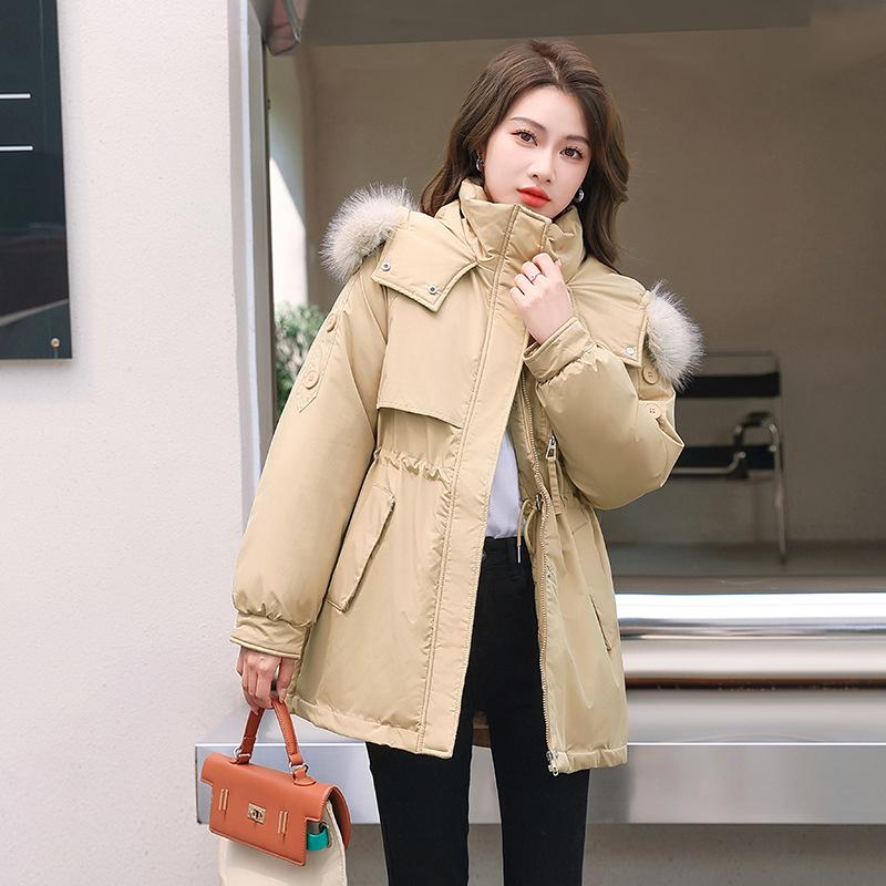 Pie overcome down cotton clothes women's winter fashion new thickened warm hooded big fur collar foreign style jacket tide