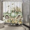 1pc Vintage Pickup Truck Shower Curtain with Flowers, Birds & Butterflies - Whimsical Floral Design, Polyester Fabric,