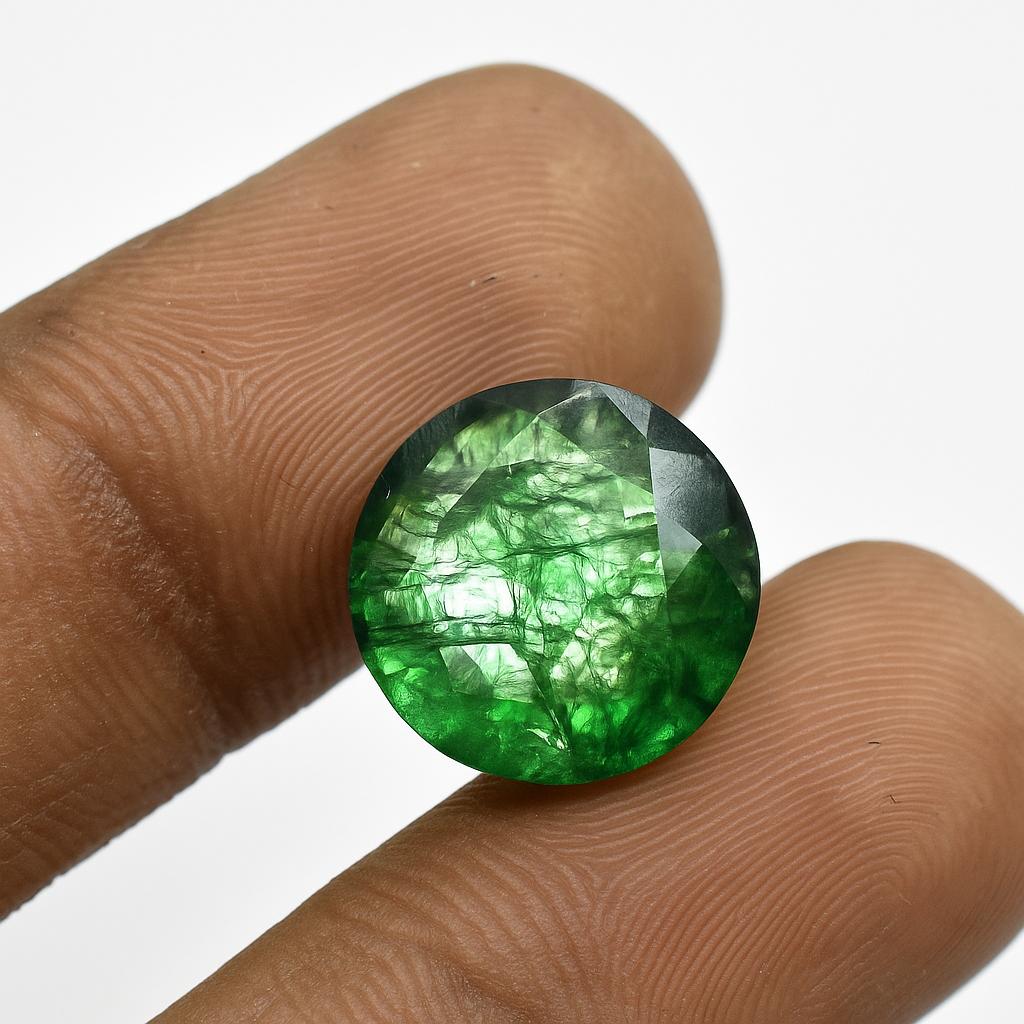 Natural Green Emerald Loose Gemstone Colombian 8.70 ct Round Cut for Jewelry Making and Crafts