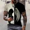 Summer Round Neck 3D Wing Pattern Print Top Fashionable Casual Short Sleeved Men's T-shirts