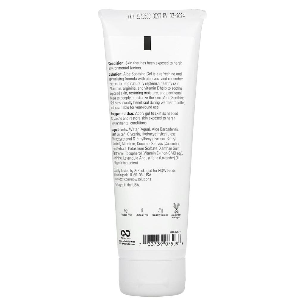 Now Foods Aloe Soothing Gel, After Sun Relief, 8 Fl Oz (237 Ml)