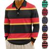 Men's Casual Striped Print Button-Up Long-Sleeve Tops