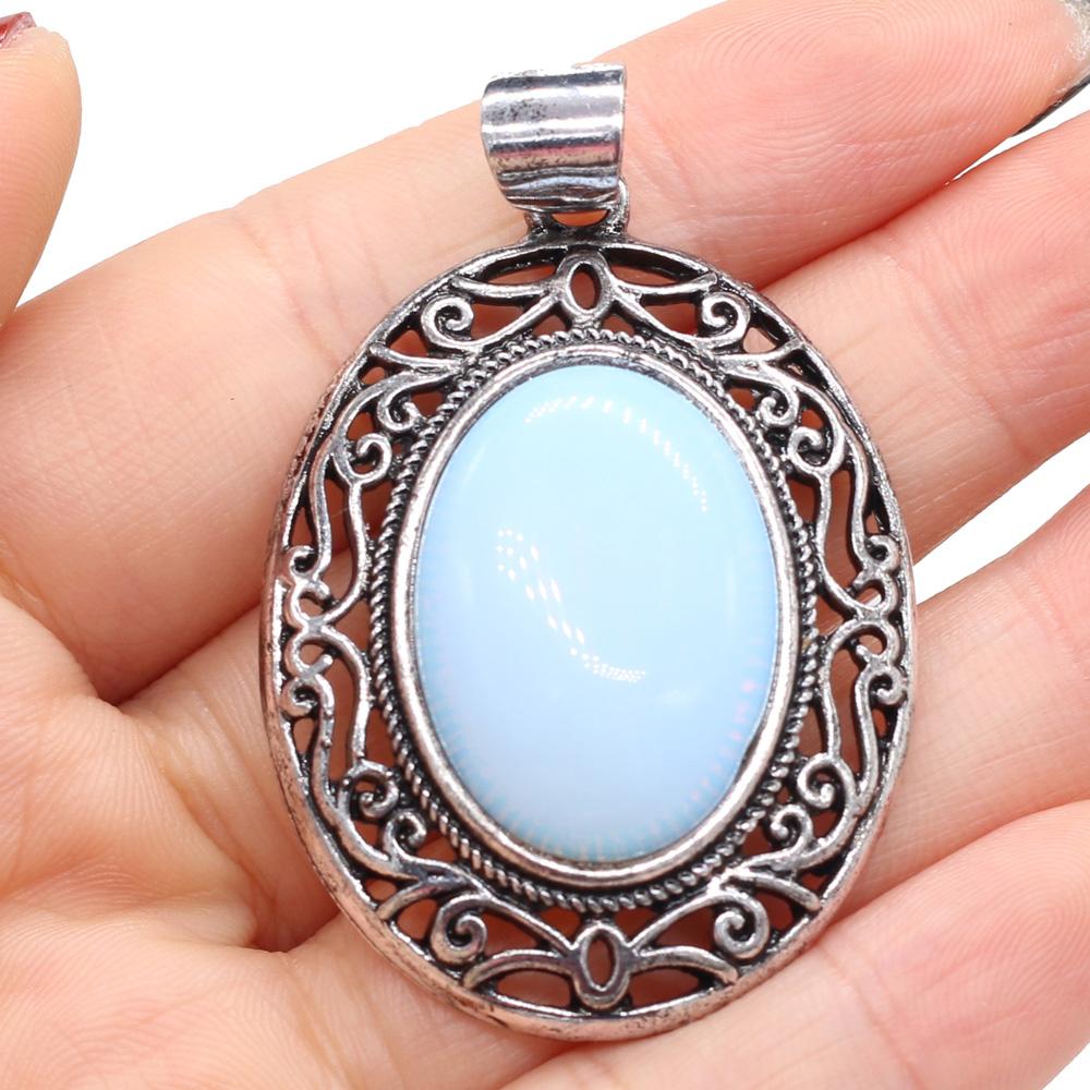 Кулон из натурального камня в форме яйца, полудрагоценный кружевной кулон для изготовления ювелирных изделий, ожерелье, браслет, аксессуар