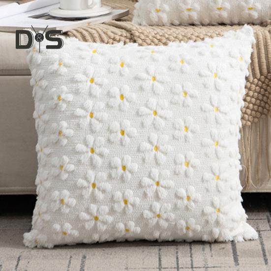 Plush Rabbit Pillow Cover 18 X 18 Inch Throw Pillow Cover Farmhouse Decor Pillow Case with Invisible Zipper for Sofa Bed Car Spring Decoration