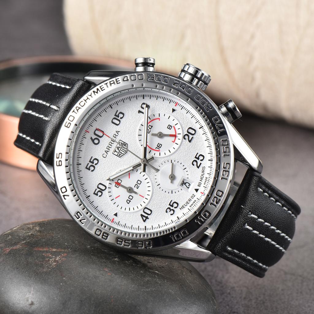 Tag Heuer Мужские часы Carrera с хронографом, кварцевые наручные часы Heuer 02, спортивные часы для мужчин с браслетом из нержавеющей стали и тахиметром