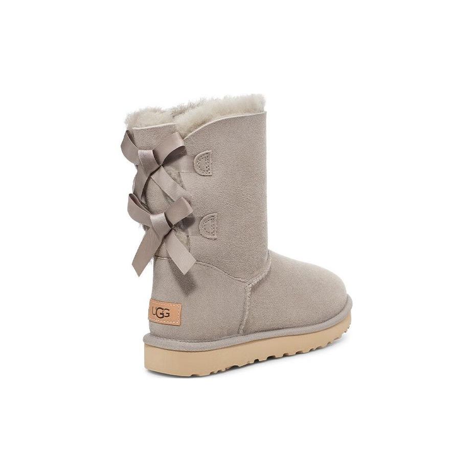UGG Bailey Bow Ii Sheepskin Warm Bow Mid Calf Snow Boots Women Boots Goat-Brown 1016225-GOA
