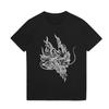 Black Summer Men's Clothes Dragon Printed Blouse Cotton T-Shirts Male Tee Tops