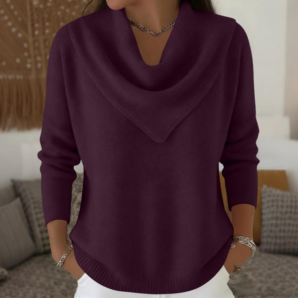 Женский модный однотонный пуловер с круглым вырезом и длинными рукавами, вязаный свитер-топ