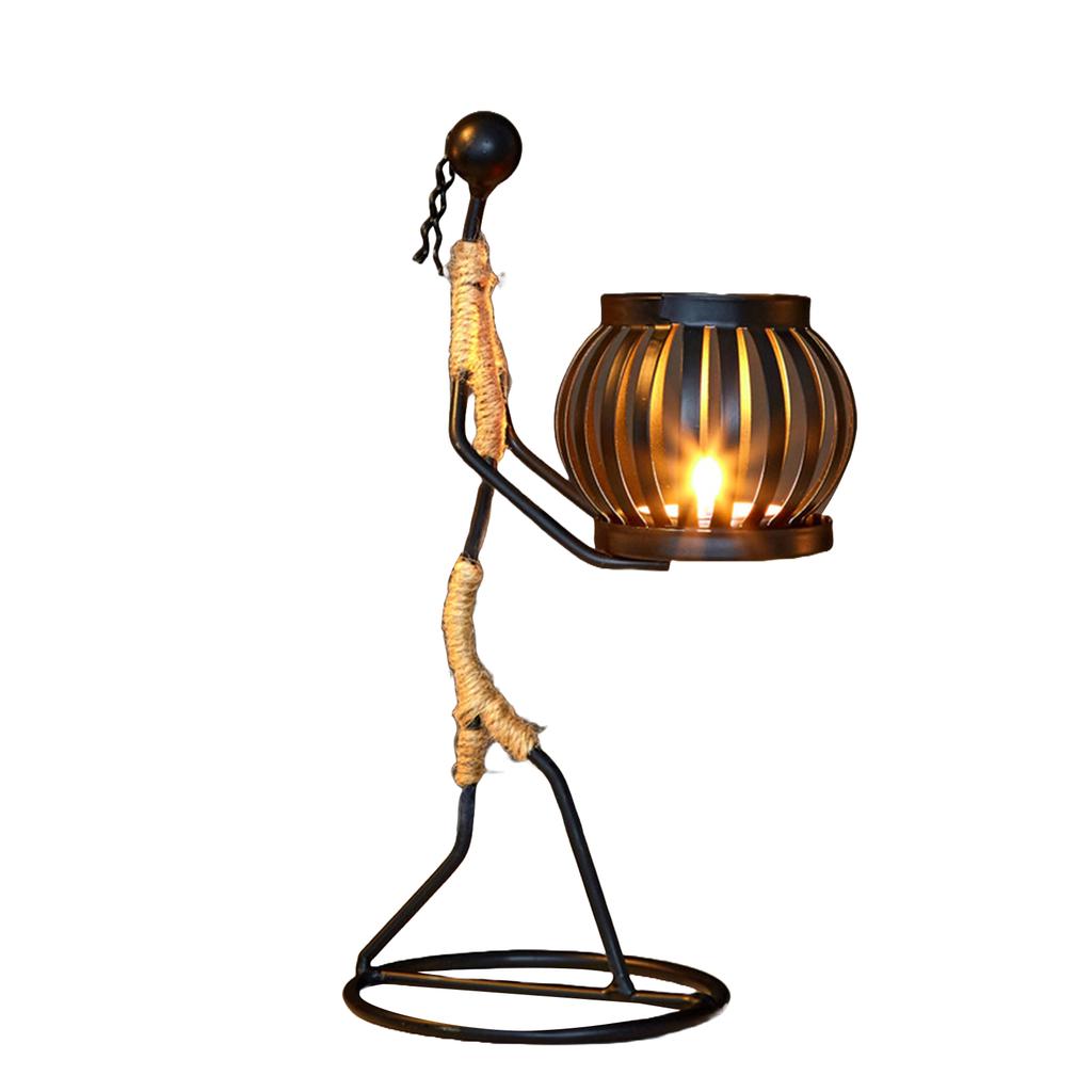 Винтажный подсвечник для домашнего декора, железный подсвечник в форме девушки, декоративная свеча в форме фонаря