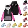 Children's Fashionable Lightweight Long-Sleeved Pullover Sweatshirt With Color Block Print And Ears