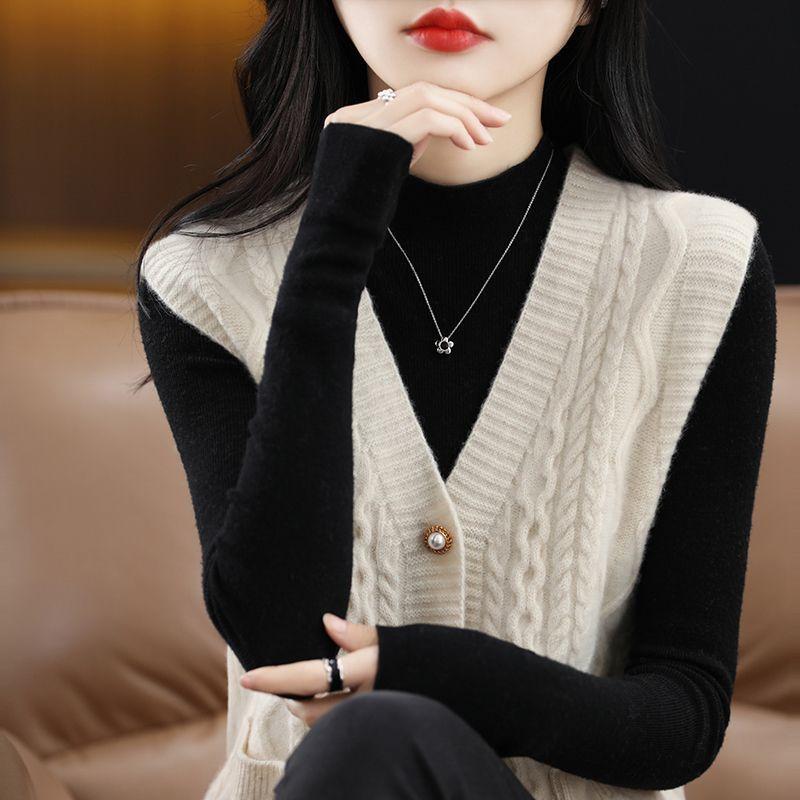 Женский трикотажный жилет без рукавов с V-образным вырезом - Легкий свитер из смеси полиэстера и спандекса для весны/лета/осени, повседневный пуловер