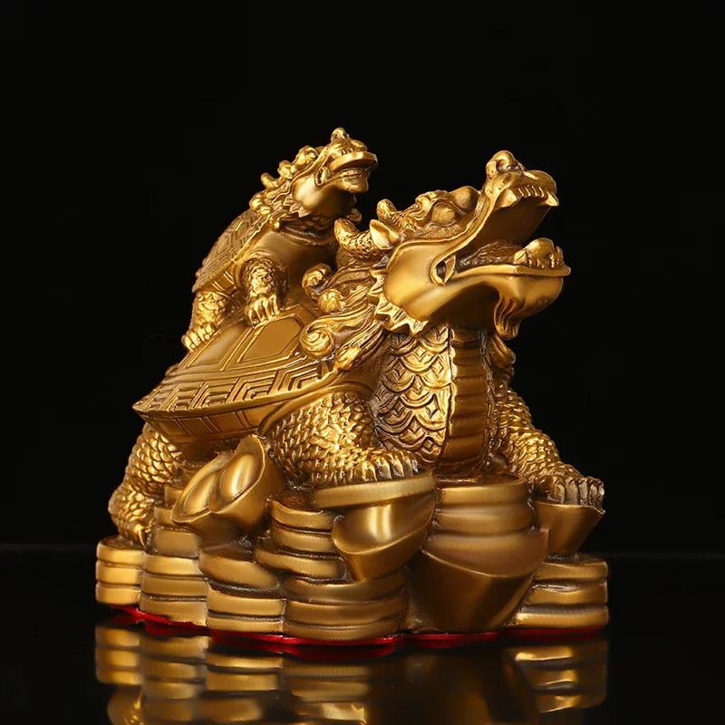 Медные ornaments Драконочерепахи, Мать и Сын Черепахи-Сокровищницы Деньги, Декор Гостиной, Офиса