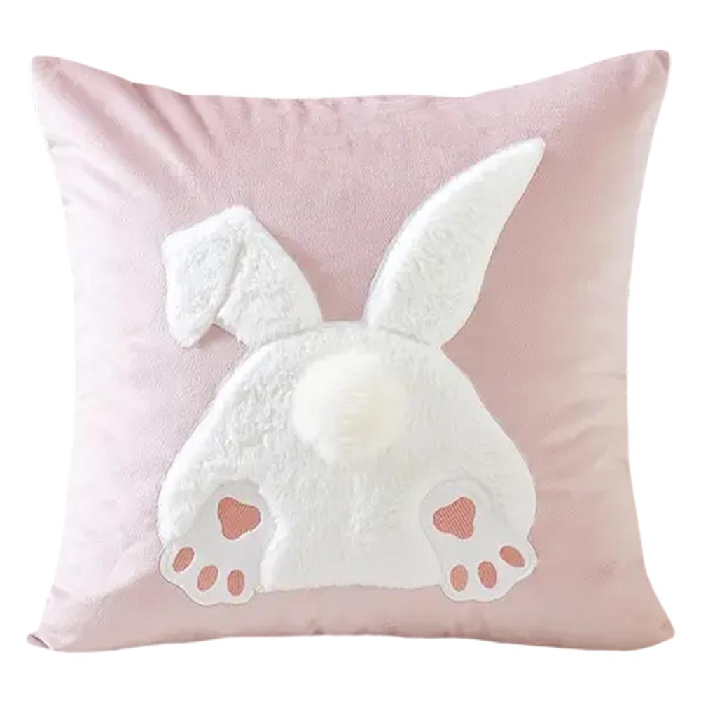 Easter Bunny Soft Cushion Case 45x45cm Bunny Faux Fur Pillow Case Rabbit Pattern Decorative Throw Pillowcase