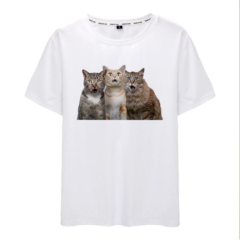 Cat Tshirt Unisex and Women Short Sleeve Cute Cat Print Cat Fashion Jacket Unisex and Women with The Same Tshirt Clothes Summer