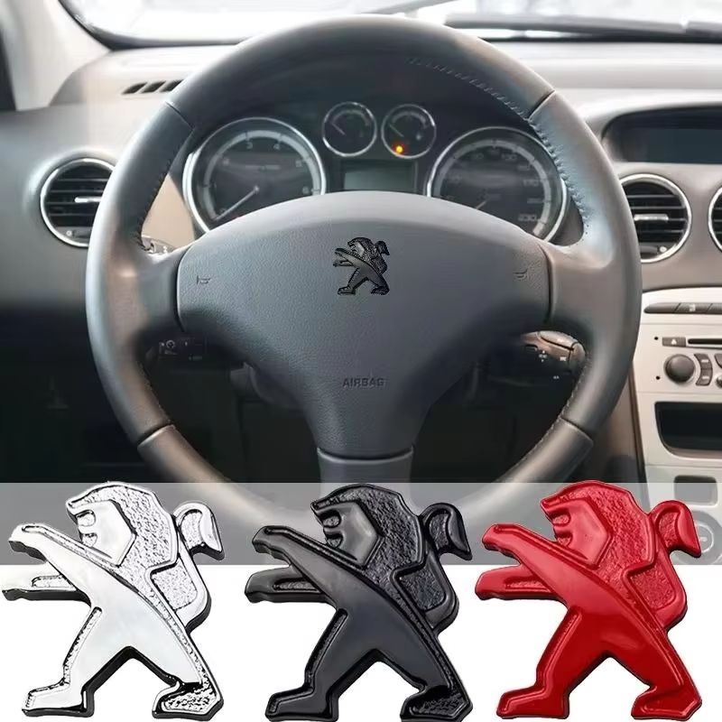 2.9x3.1cm Metal Car Steering Wheel Center Emblem Badge Sticker for Peugeot 206 208 3008 Rifter 307 RCZ 207 301 308 5008 2008 508