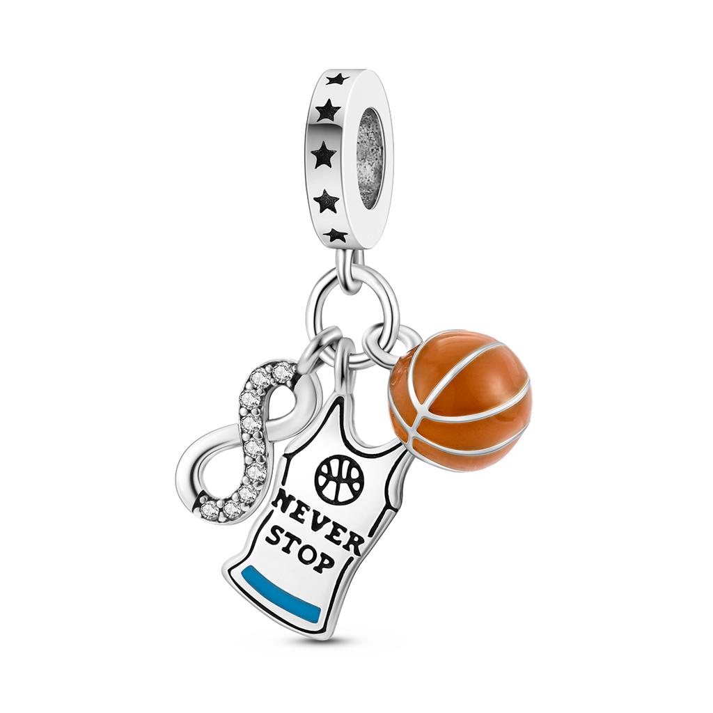 Спорт Любовь Подвеска Шарм Подходит Браслет Ожерелье Медь Покрытая Позолотой Коньки Футбольные Бусины Подвеска Оригинальные Украшения