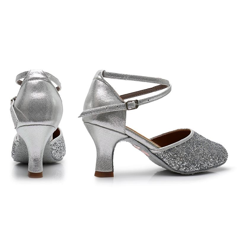 Женская обувь для современного танца, обувь для бальных танцев на каблуке, вечерние танцевальные туфли с блестками, 5 см